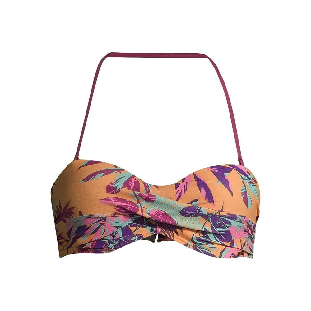 XOXO Tropical Print Molded Cup Bandeau Swimsuit Top L